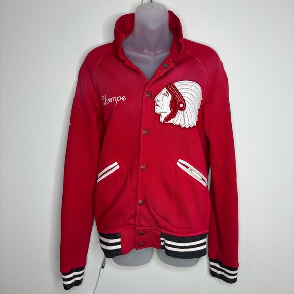 Vintage Polo Ralph Lauren Varsity Jacket Red Size small spell out patches Sporty - Picture 2 of 9